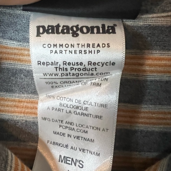 Patagonia organic cotton men’s polo size large striped - Picture 2 of 5